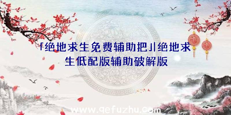 「绝地求生免费辅助把」|绝地求生低配版辅助破解版